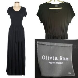 Olivia Rae Tiered Maxi Dress Made in USA Black Size XL